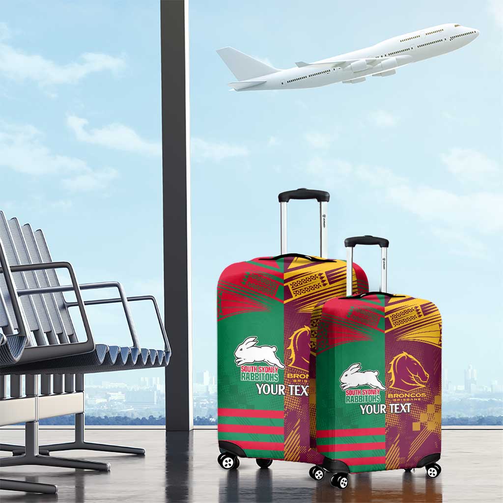 Custom NRL Rabbitohs and Broncos Luggage Cover Sporty Style