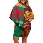 Custom NRL Rabbitohs and Broncos Off Shoulder Short Dress Sporty Style