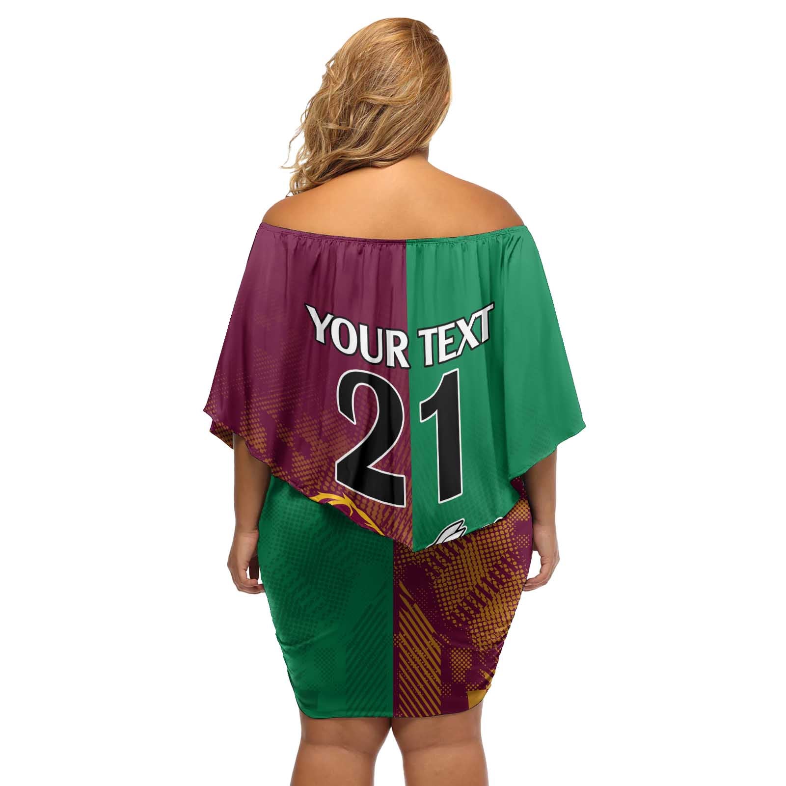 Custom NRL Rabbitohs and Broncos Off Shoulder Short Dress Sporty Style
