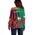 Custom NRL Rabbitohs and Broncos Off Shoulder Sweater Sporty Style