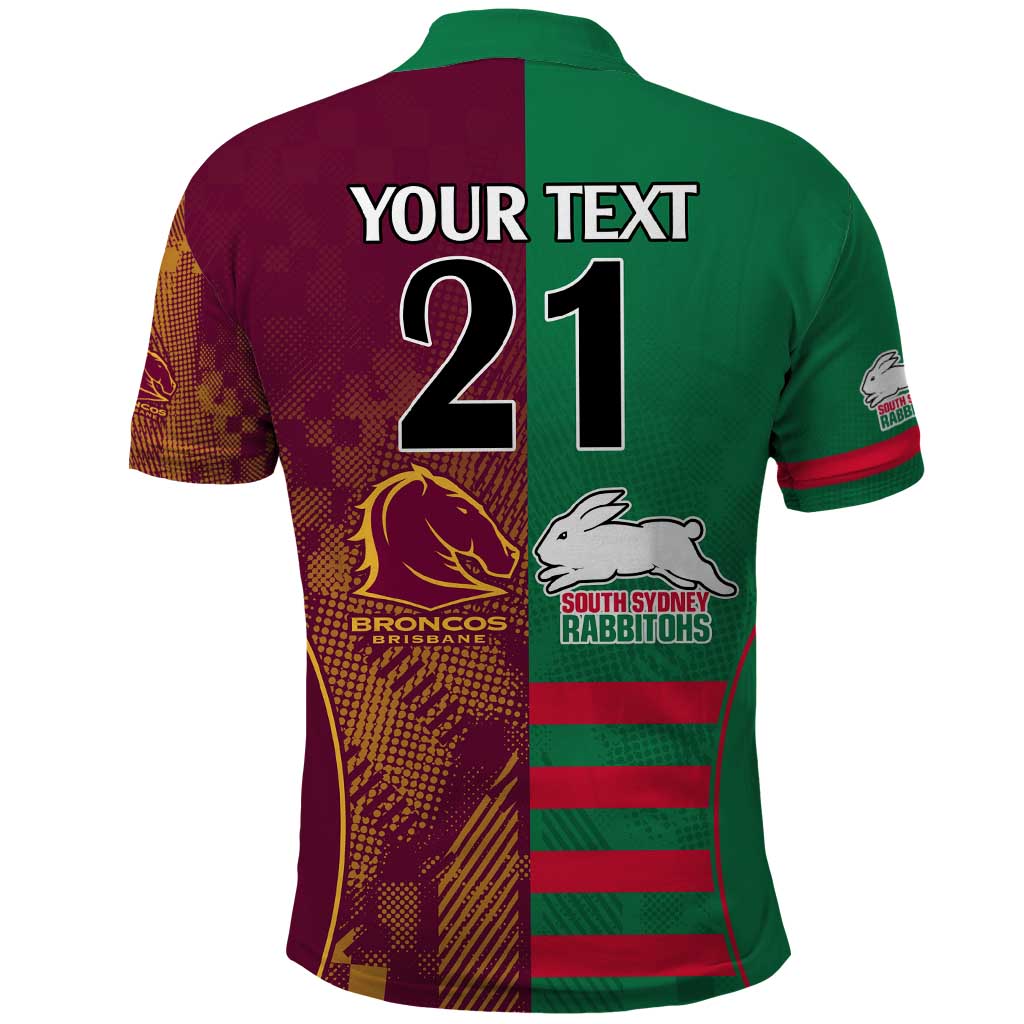 Custom NRL Rabbitohs and Broncos Polo Shirt Sporty Style
