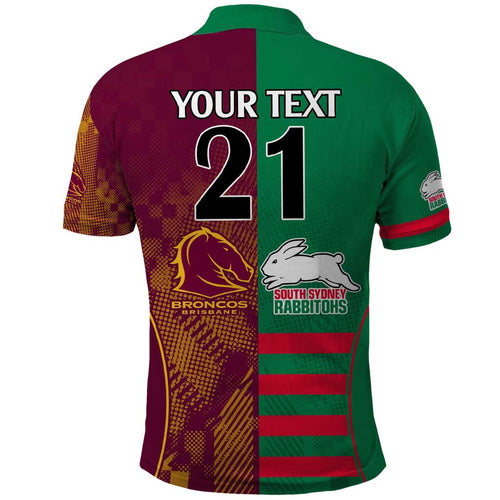 Custom NRL Rabbitohs and Broncos Polo Shirt Sporty Style
