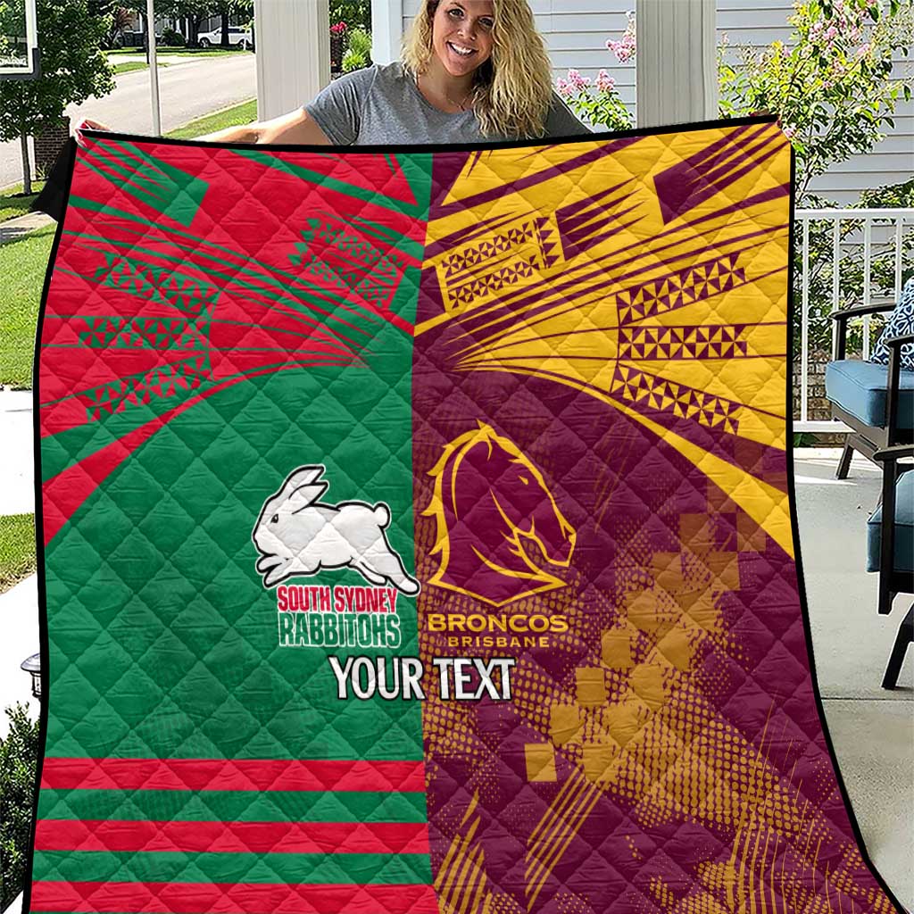 Custom NRL Rabbitohs and Broncos Quilt Sporty Style