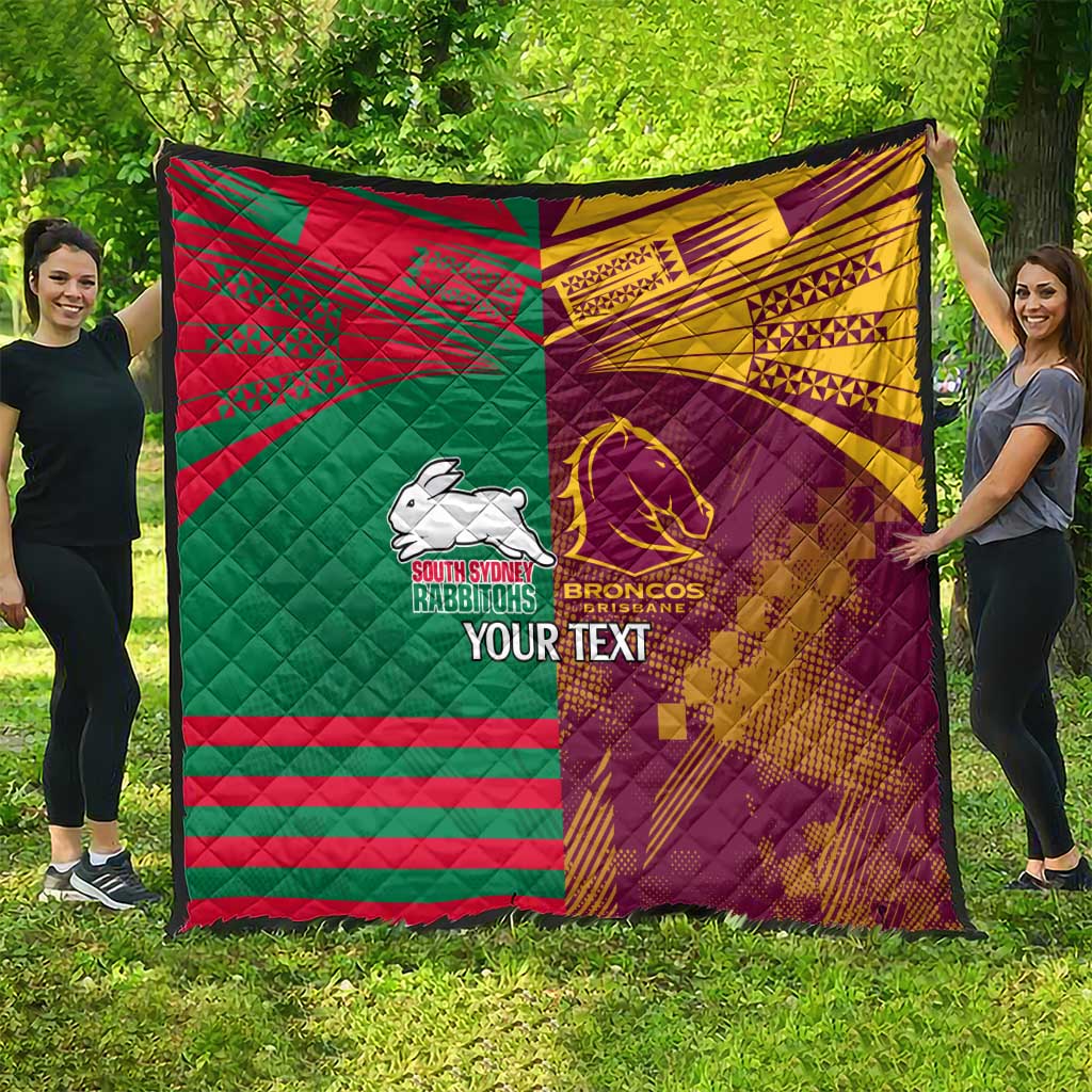 Custom NRL Rabbitohs and Broncos Quilt Sporty Style