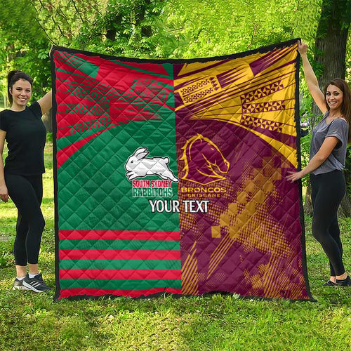 Custom NRL Rabbitohs and Broncos Quilt Sporty Style