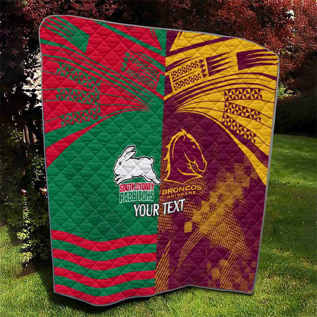 Custom NRL Rabbitohs and Broncos Quilt Sporty Style