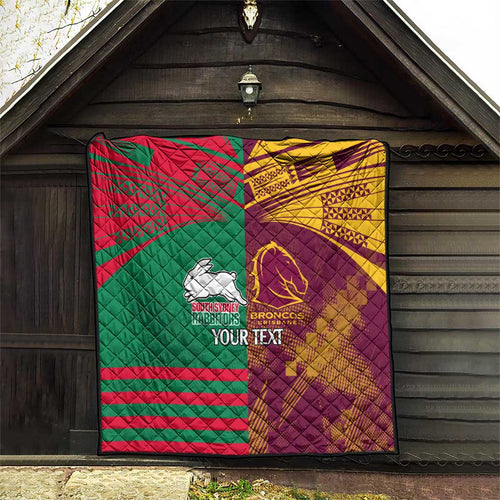Custom NRL Rabbitohs and Broncos Quilt Sporty Style