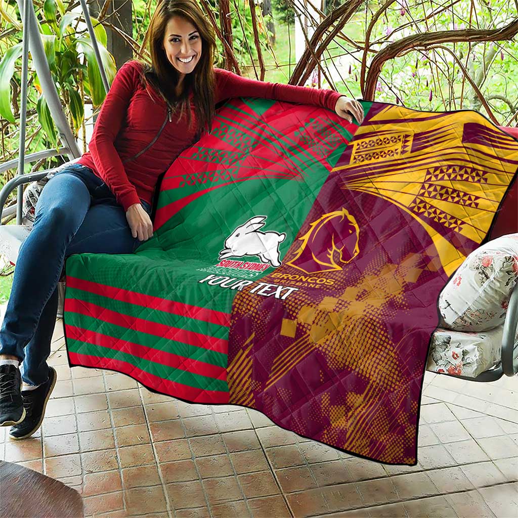 Custom NRL Rabbitohs and Broncos Quilt Sporty Style