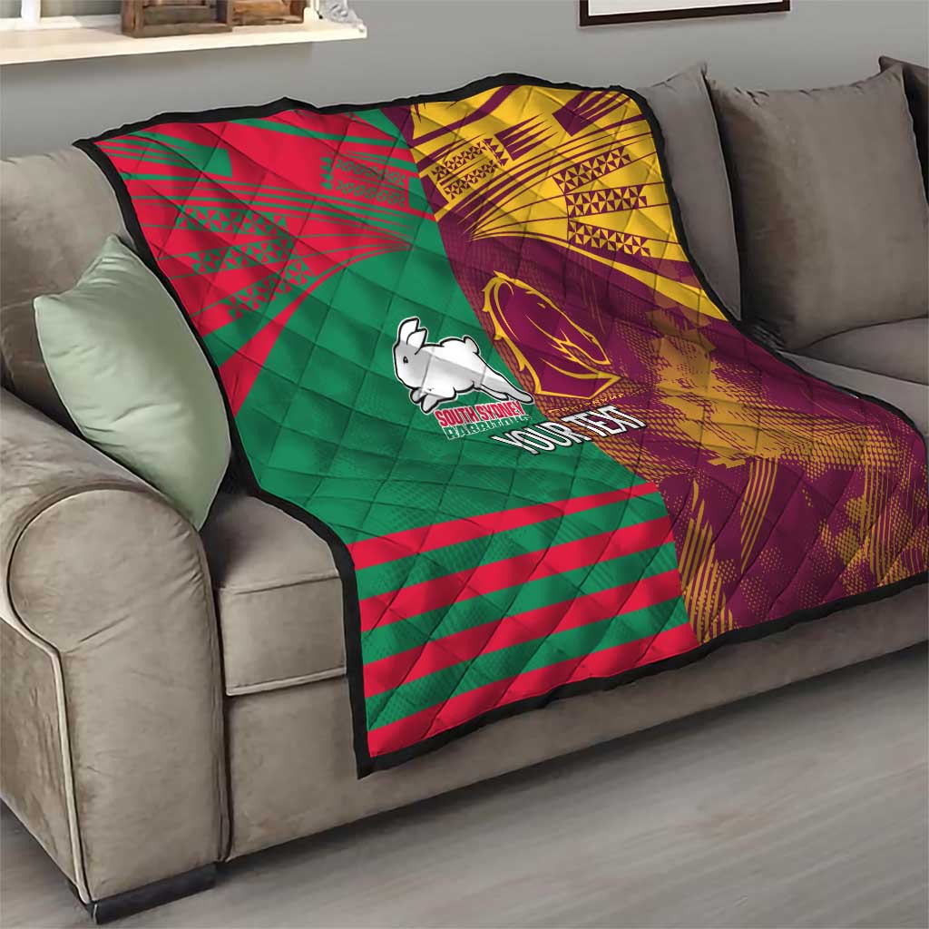 Custom NRL Rabbitohs and Broncos Quilt Sporty Style