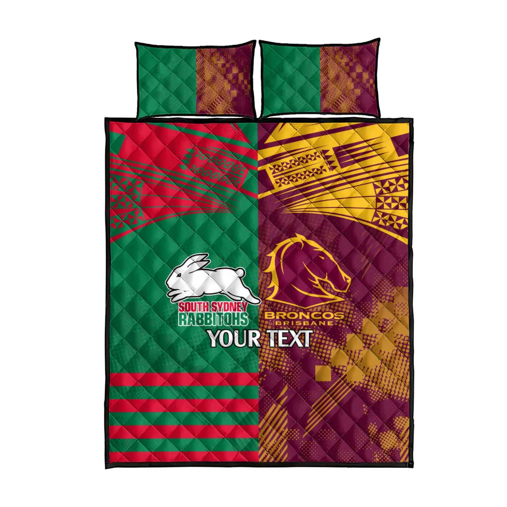 Custom NRL Rabbitohs and Broncos Quilt Bed Set Sporty Style