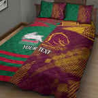 Custom NRL Rabbitohs and Broncos Quilt Bed Set Sporty Style