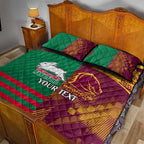 Custom NRL Rabbitohs and Broncos Quilt Bed Set Sporty Style