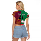 Custom NRL Rabbitohs and Broncos Raglan Cropped T Shirt Sporty Style