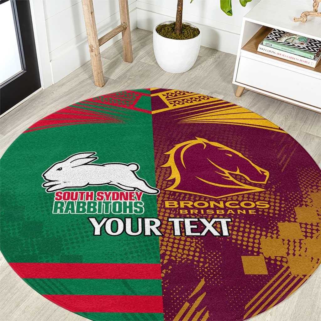 Custom NRL Rabbitohs and Broncos Round Carpet Sporty Style