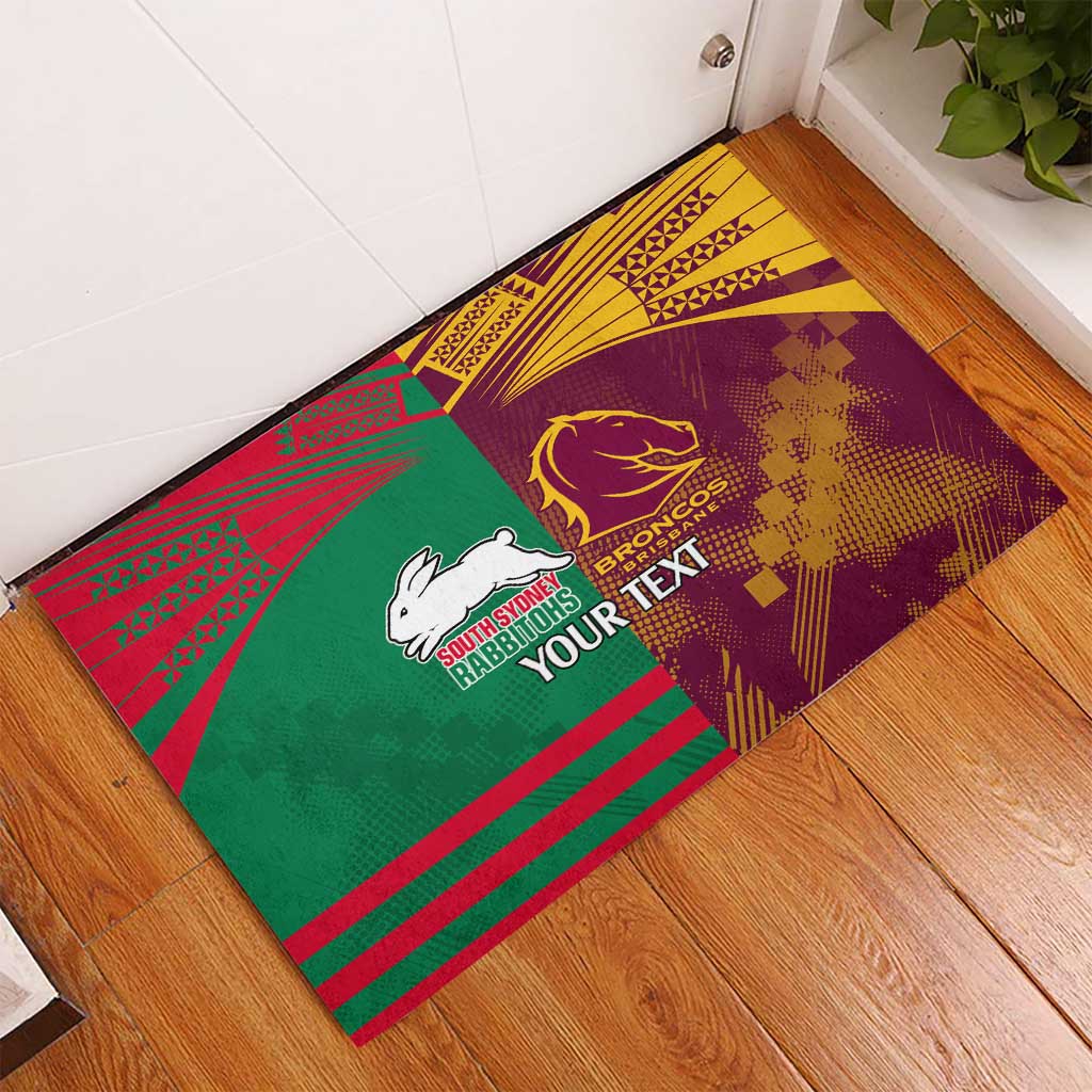 Custom NRL Rabbitohs and Broncos Rubber Doormat Sporty Style