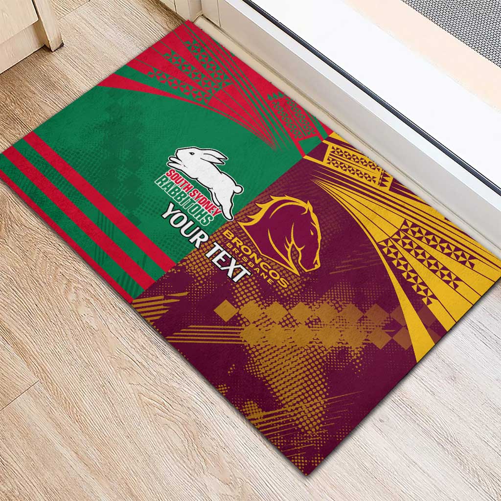 Custom NRL Rabbitohs and Broncos Rubber Doormat Sporty Style