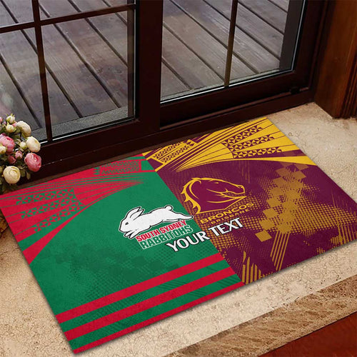 Custom NRL Rabbitohs and Broncos Rubber Doormat Sporty Style