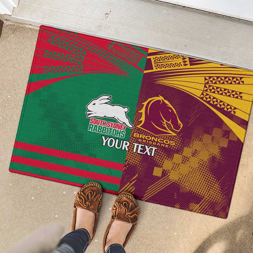 Custom NRL Rabbitohs and Broncos Rubber Doormat Sporty Style