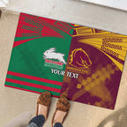 Custom NRL Rabbitohs and Broncos Rubber Doormat Sporty Style