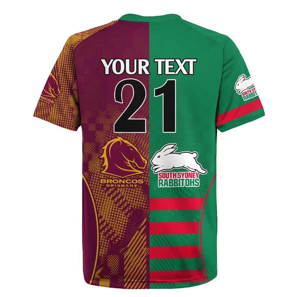 Custom NRL Rabbitohs and Broncos Rugby Jersey Sporty Style