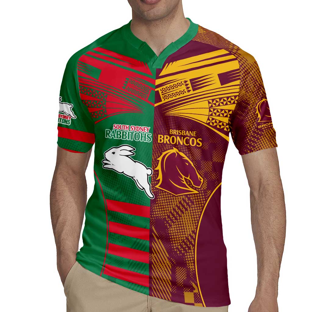 Custom NRL Rabbitohs and Broncos Rugby Jersey Sporty Style