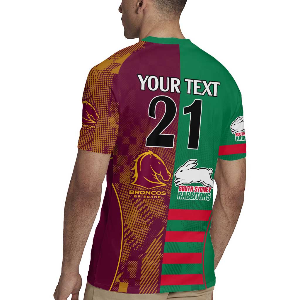 Custom NRL Rabbitohs and Broncos Rugby Jersey Sporty Style