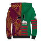 Custom NRL Rabbitohs and Broncos Sherpa Hoodie Sporty Style