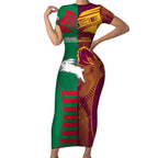 Custom NRL Rabbitohs and Broncos Short Sleeve Bodycon Dress Sporty Style