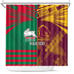 Custom NRL Rabbitohs and Broncos Shower Curtain Sporty Style