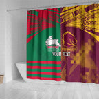 Custom NRL Rabbitohs and Broncos Shower Curtain Sporty Style