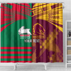 Custom NRL Rabbitohs and Broncos Shower Curtain Sporty Style