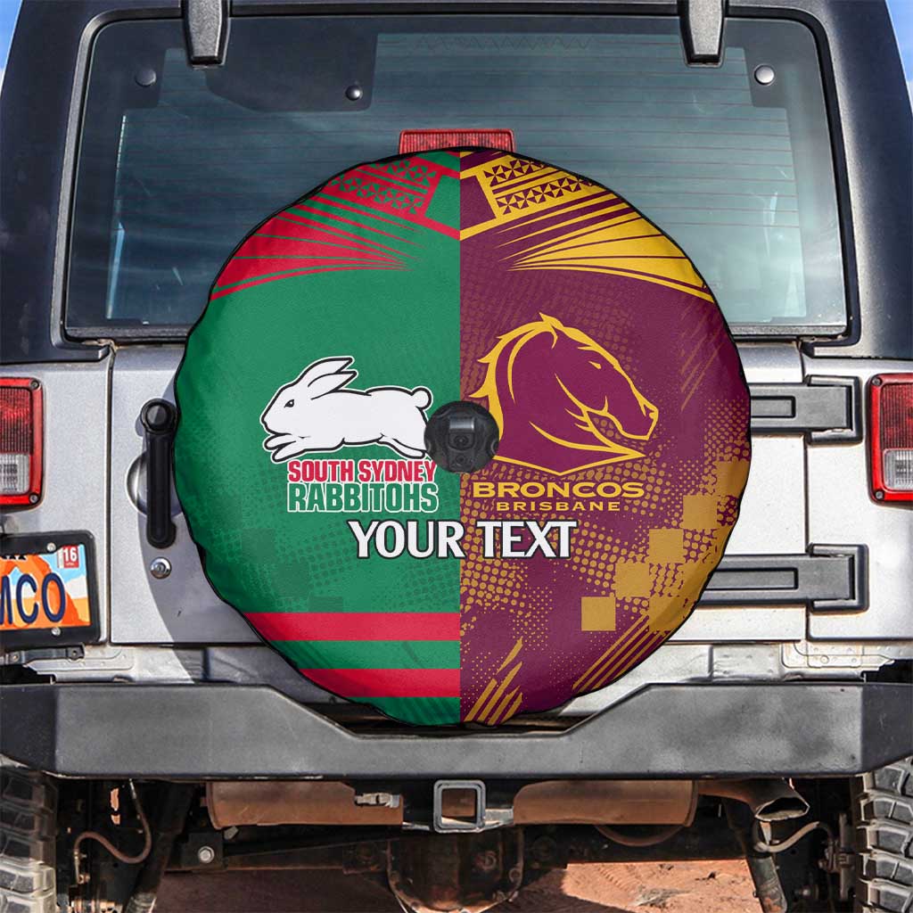 Custom NRL Rabbitohs and Broncos Spare Tire Cover Sporty Style