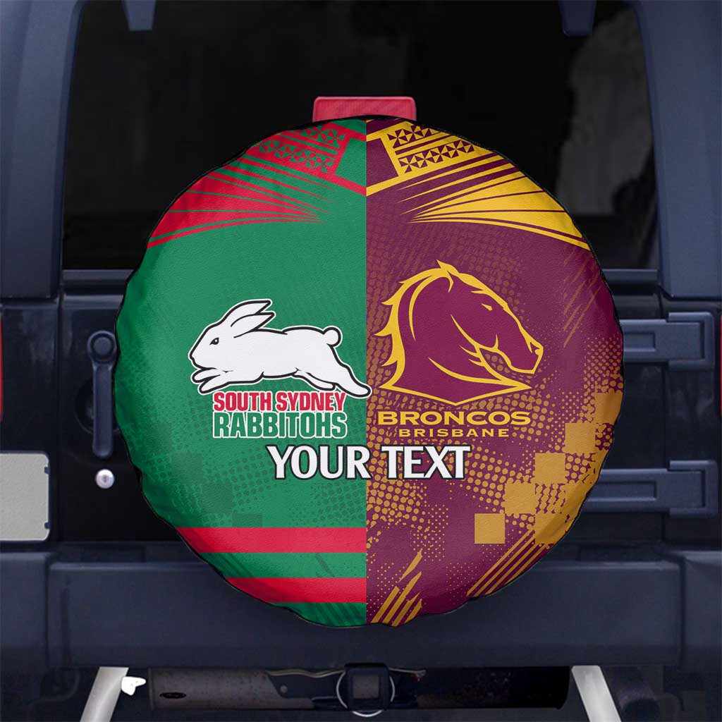 Custom NRL Rabbitohs and Broncos Spare Tire Cover Sporty Style