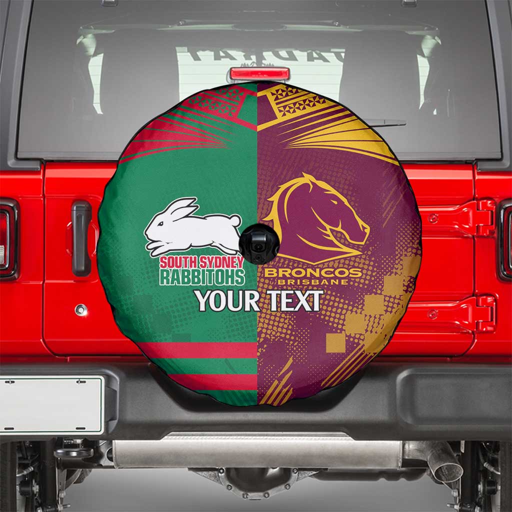 Custom NRL Rabbitohs and Broncos Spare Tire Cover Sporty Style
