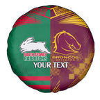 Custom NRL Rabbitohs and Broncos Spare Tire Cover Sporty Style