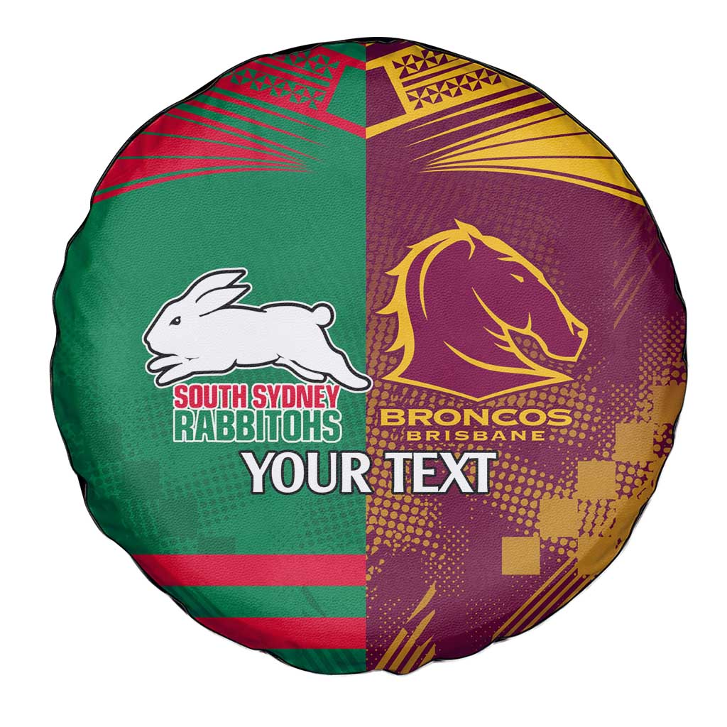 Custom NRL Rabbitohs and Broncos Spare Tire Cover Sporty Style