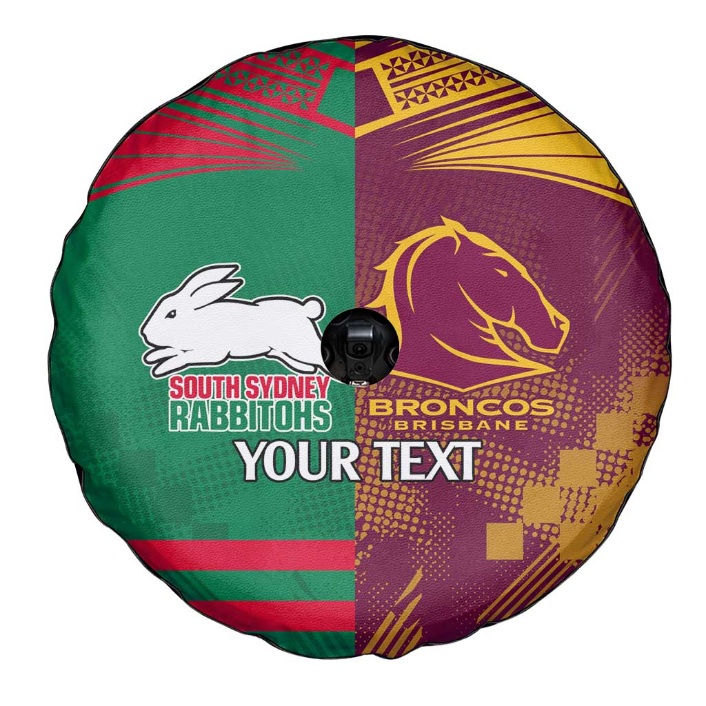 Custom NRL Rabbitohs and Broncos Spare Tire Cover Sporty Style