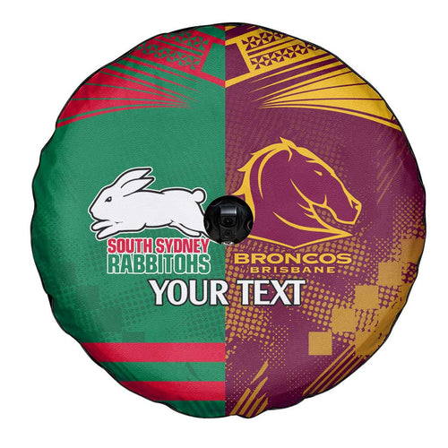 Custom NRL Rabbitohs and Broncos Spare Tire Cover Sporty Style