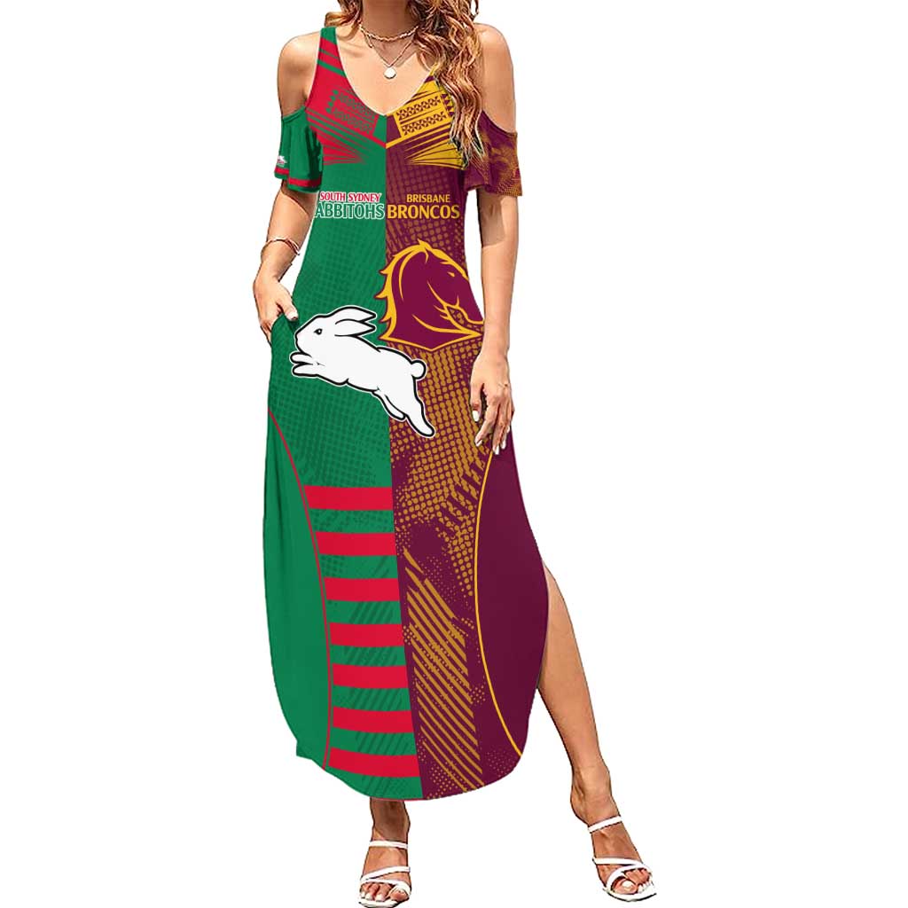 Custom NRL Rabbitohs and Broncos Summer Maxi Dress Sporty Style