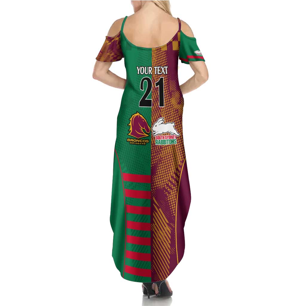 Custom NRL Rabbitohs and Broncos Summer Maxi Dress Sporty Style