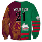 Custom NRL Rabbitohs and Broncos Sweatshirt Sporty Style