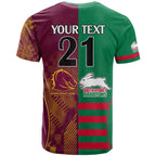 Custom NRL Rabbitohs and Broncos T Shirt Sporty Style