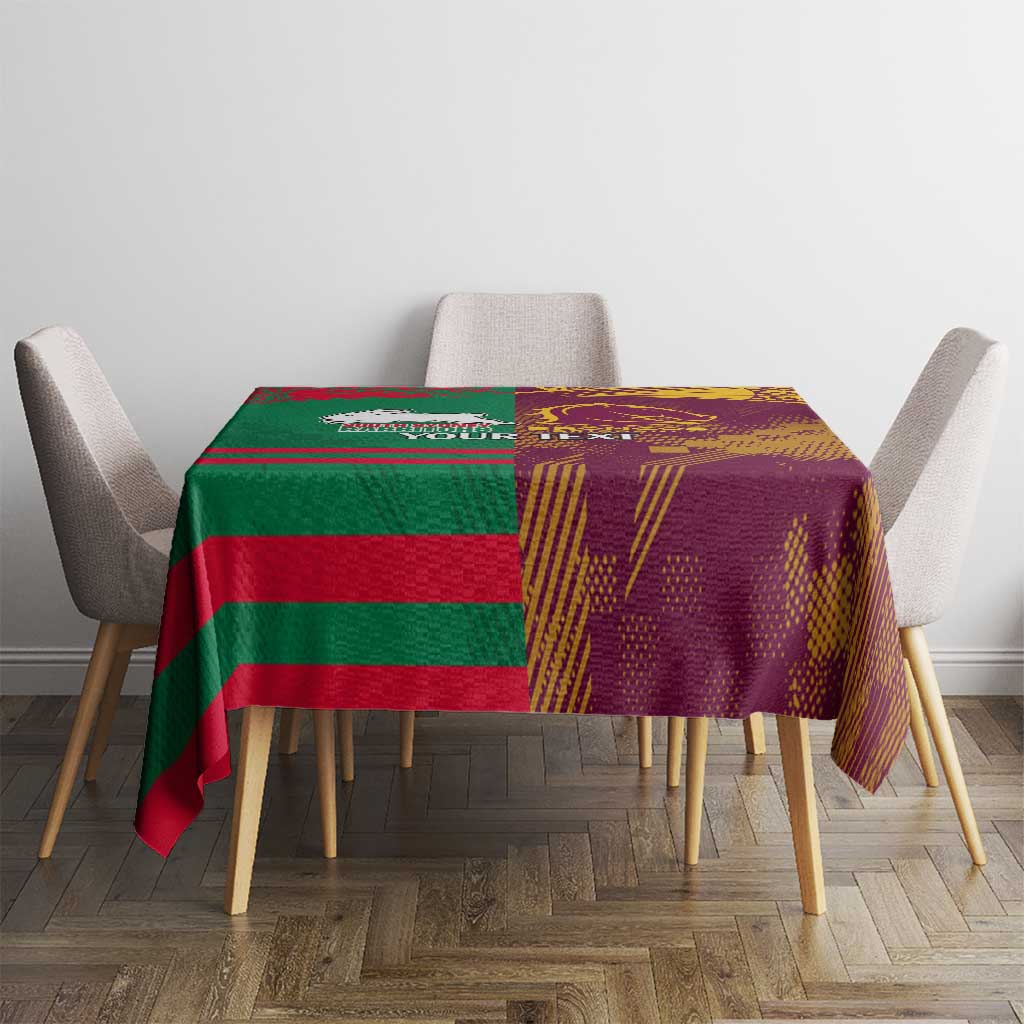 Custom NRL Rabbitohs and Broncos Tablecloth Sporty Style