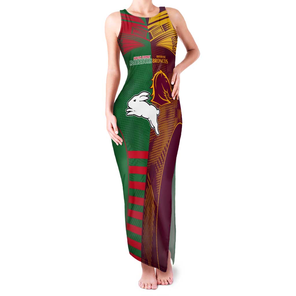 Custom NRL Rabbitohs and Broncos Tank Maxi Dress Sporty Style