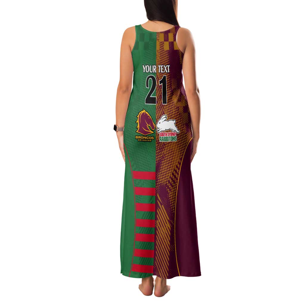 Custom NRL Rabbitohs and Broncos Tank Maxi Dress Sporty Style