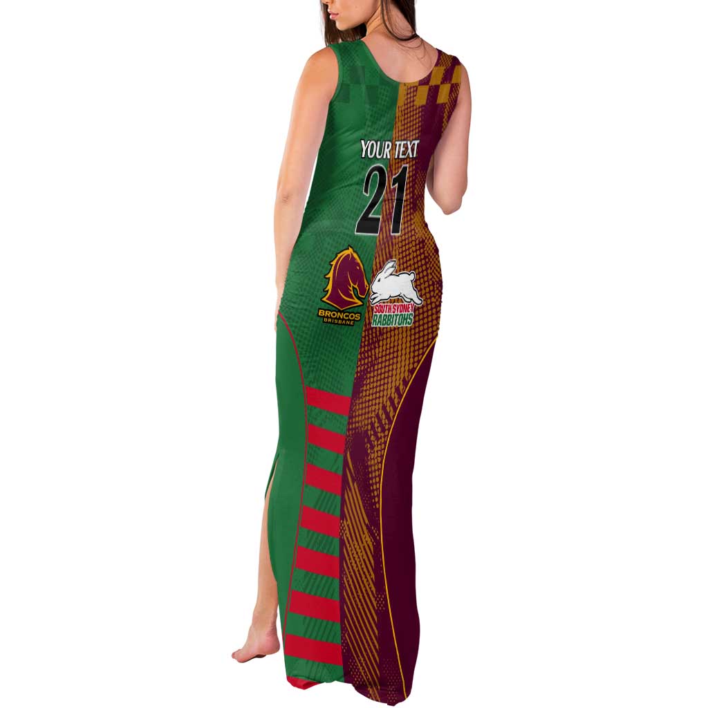 Custom NRL Rabbitohs and Broncos Tank Maxi Dress Sporty Style