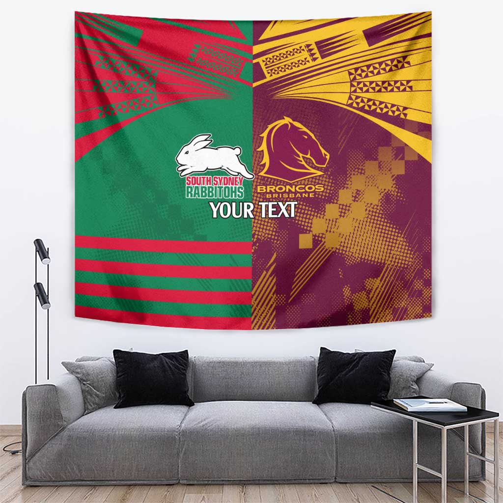 Custom NRL Rabbitohs and Broncos Tapestry Sporty Style