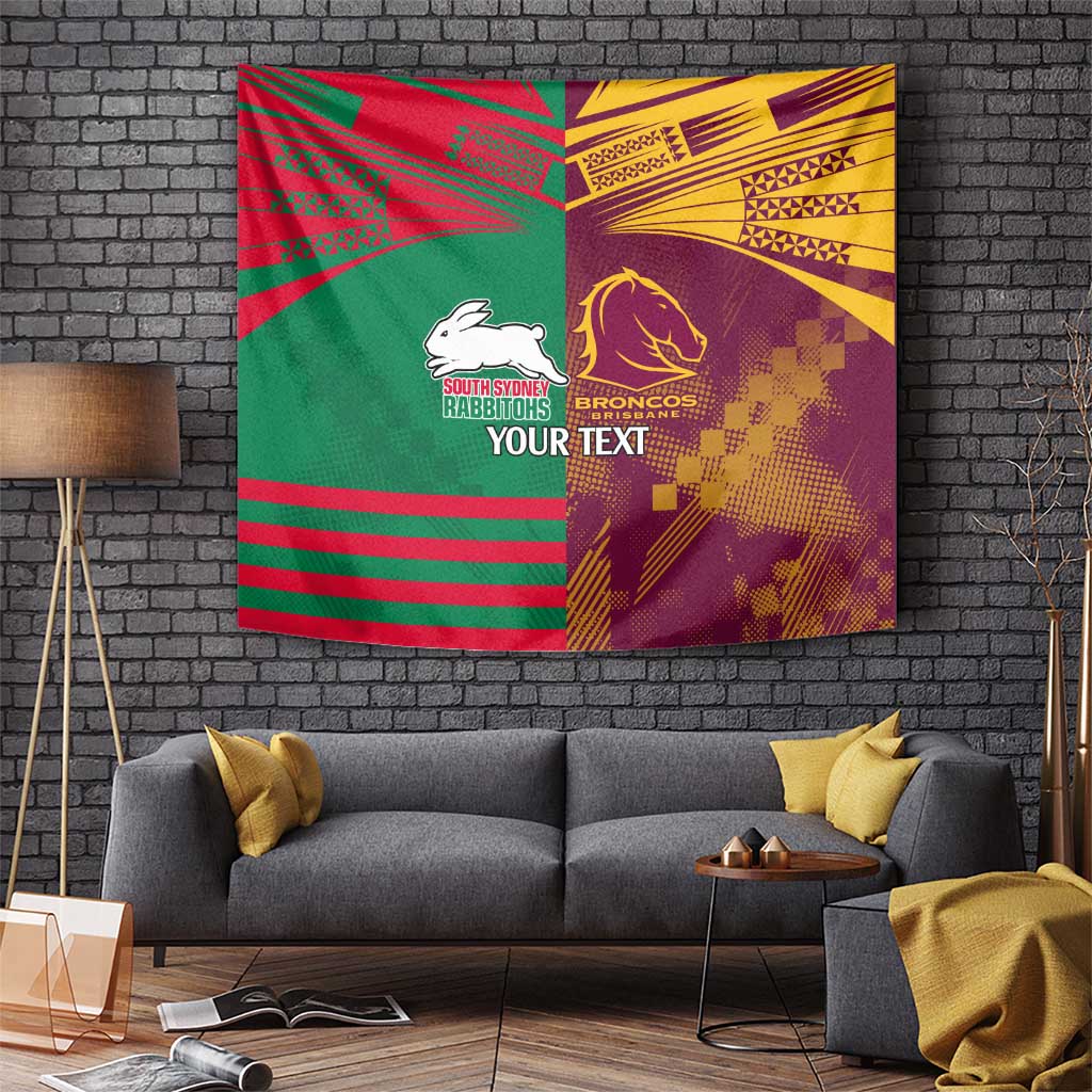 Custom NRL Rabbitohs and Broncos Tapestry Sporty Style