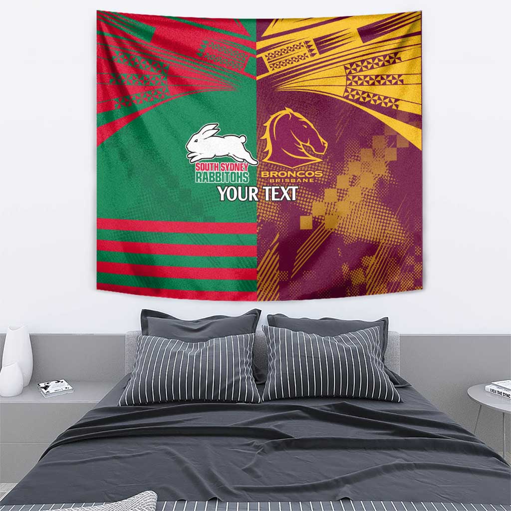 Custom NRL Rabbitohs and Broncos Tapestry Sporty Style