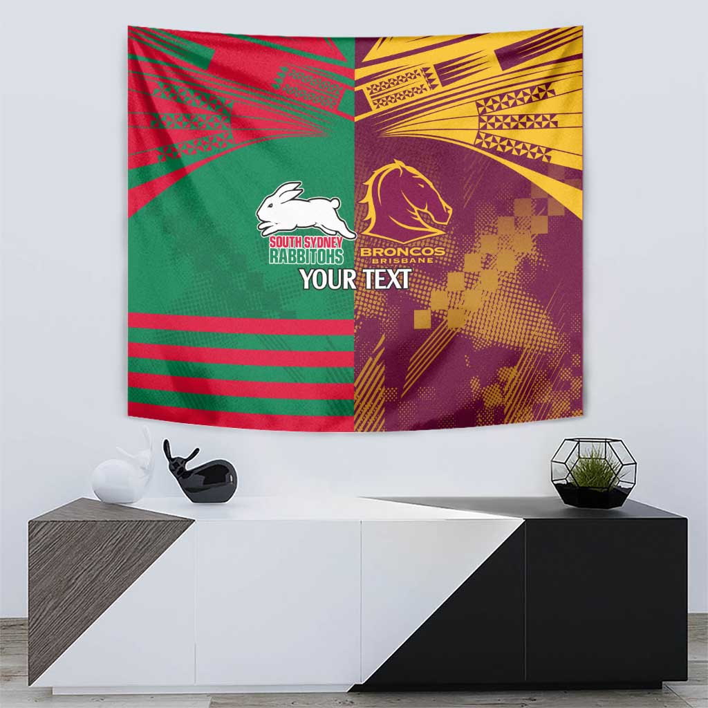 Custom NRL Rabbitohs and Broncos Tapestry Sporty Style